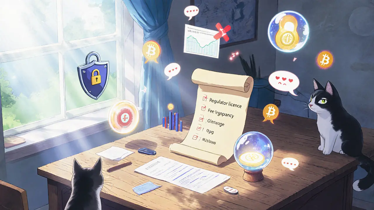 Desk with floating icons showing missing security and license symbols as red flags.