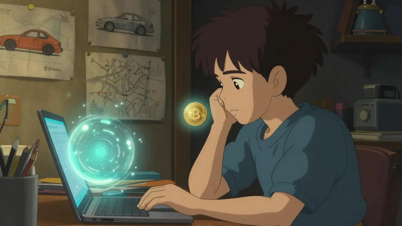 Ghibli-style person considering crypto token