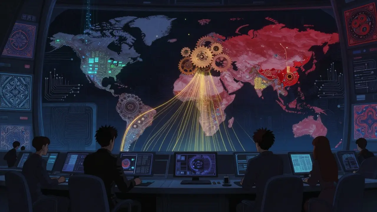 Shadowy figures monitoring global crypto flows in control room
