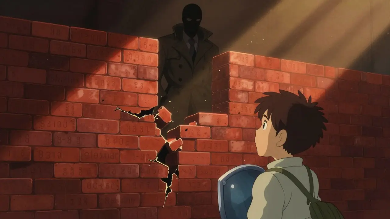 Trader facing an illusory brick wall representing market spoofing