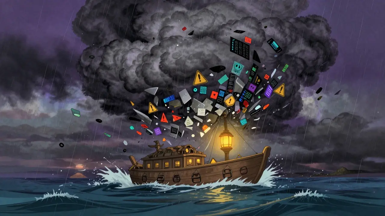 Anime boat battling stormy seas symbolizing crypto volatility
